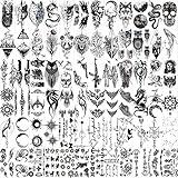 Hotoyannia 72 Sheets Halloween Tiny Temporary Tattoos Stickers, Fake Tattoos That Look Real And Last Long, Halloween Tattoos Include Black Scary Wolf Lion Tiger Skeleton Skull Tattoos