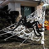 Halloween Decorations - 295" Halloween Spider Web Decorations Outdoor + 59" Giant Fake Spider with Triangular Huge Spiders Web - Scary Decor Clearance for Yard, Patio, Garden, Haunted House Décor