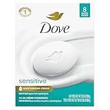 Dove Beauty Bar Soap Sensitive, 8 Bars for Sensitive Skin, Fragrance Free and Hypoallergenic 3.75 oz