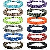 Lorfancy 12 Pcs Paracord Bracelets for Men Boys Kids Survival Bracelet Teen Adjustable Friendship Braided Bracelets Outdoor Camping Climbing Gift