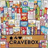 CRAVEBOX Snacks Box Variety Pack Care Package (65 Count) Christmas Treats Gift Basket Boxes Pack Adults Kids Grandkids Guys Girls Women Men Boyfriend Birthday Cookies Chips Teenage Mix College Student Food Sampler Office School