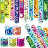 40 Pcs Bible Verses Religious Christian Slap Bracelets for Kids Jesus Love You Wristbands Inspirational Motivational Christian Nativity Slap Bracelet Sunday School Supplies He Is Risen(motivational)