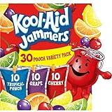 Kool-Aid Jammers Tropical Punch (Grape & Cherry Artificially Flavored Kids Soft Drink Variety Pack, 30 ct Box, 6 fl oz Pouches)