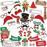 Christmas Photo Booth Props 38pc Set - Christmas Party Decorations, Christmas Games, Christmas Party Favors & Supplies for Kids Adults - Christmas Photo Props Christmas Table Decorations Accessories