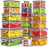 HOMETALL 50-Piece Food Storage Containers with Lids (25 Containers & 25 Lids), Airtight Reusable Meal Prep Containers for Lunch, Plastic Kitchen Storage Containers with Labels & Marker Pen