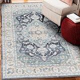 Area Rug for Living Room, 3x5 Small Boho Rug Carpet for Bedroom Soft Non-Slip Low-Pile Machine Washable Rug Oriental Vintage Rug Carpet for Kitchen Dining Room Blue Beige