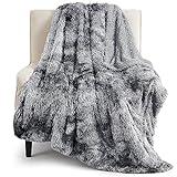 Bedsure Fluffy Throw Blanket Gifts for Women Men, Soft Fleece Sherpa Cozy Fuzzy Plush Warm Minky Thick Faux Fur Throw for Couch, Bed, Home Living Room Decor Bedroom Blanket Gifts for Mom Dad, Grey