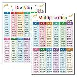 Lachilly 2Pcs Multiplication and Division Learning Posters, Times Table, Maths Posters, Educational Table Chart, Elementary School Teaching Materials, Classroom Decorations, A3 Size