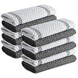 Infinitee Xclusives Premium Kitchen Towels - [Pack of 12] 100% Cotton Kitchen Hand Towels (15 x 25 Inches) - Dish Towels for Kitchen |Grey|