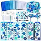 Winlyn 24 Sets Christmas Craft Kits Winter Crafts DIY 3D Christmas Snowflake Bookmarks Art Sets Snowflake Foam Stickers Arts and Crafts for Kids Party Favor Holiday Seasonal Home Classroom Activities