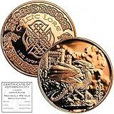 Welsh Red Dragon Celtic 1 oz Pure .999 Copper Round Bullion Coin in Capsule with COA by Heavenly Metals