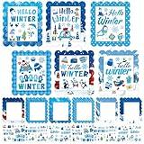 Suzile 30 Pcs Winter Craft Kits Christmas Craft Kits Hello Winter Hanging Sign Crafts DIY Arts and Crafts Christmas Holiday Game Activities Classroom Decorations