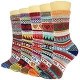 YZKKE 5Pack Womens Vintage Winter Soft Warm Thick Cold Knit Wool Crew Socks, Multicolor, free size