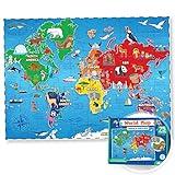 World Map Puzzle for Kids - 75 Piece - World Puzzles with Continents - Childrens Jigsaw Geography Puzzles for Kids Ages 4-8, 5, 6, 7, 8-10 Year Olds - Globe Atlas Puzzle Maps Learning Games Gifts