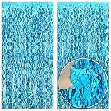 KatchOn, XtraLarge, Wavy Blue Foil Fringe Curtain - 3.2x6.5 Feet, Pack of 2 | Blue Water Beach Backdrop for Beach Party Decorations | Under The Sea Party Decorations | Summer Pool Party Decorations