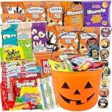 Halloween Assorted Candy Pumpkin Bucket Mix 48 Count, Great Candy Snack Box Treats for Kids, Girls, Boys, Child, Toddler, College Students, Gift Basket for Everyone