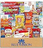 Blue Ribbon Snacks Box Care Package Variety Pack (55 Count) Snacks Food Candy Cookies Bar Chips Mix Bulk for College Students Women Men