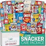 Gift A Snack - Holiday Christmas Snack Box Variety Pack Care Package + Greeting Card (60 Count) Xmas Stocking Stuffers Birthday Sweet Treats Gift Basket Candies Chips Crackers Bars Corporate Gifts