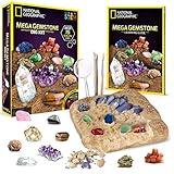 NATIONAL GEOGRAPHIC Mega Gemstone Dig Kit – Dig Up 15 Real Gemstones and Crystals, Science Kit for Kids, Gem Digging Kit, Gift for Girls and Boys, Mining Kit, Rock Collection