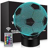 BASSI Soccer Gifts 3D Night Light,16 Colors Changing Touch/Remote Contro, Soccer 3D Illusion Lamp, Birthday Christmas Gifts for Boys Girls, Soccer Stuff Soccer Room Decor