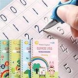 DTREEL 4 Pack of Reusable Grooved Writing Books for Kids, Magic Copy Books, Reusable Handwriting Practice Book for Kids, Grooved Kids Writing Preschool,Writing Practice for Kids Age 3-5