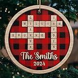 DOPTIKA Together is A Wonderful Place to Be Custom Scrabble Family Names, Family Crossword Art Ornament, Custom Family Christmas Ornaments 2024, Christmas Thanksgiving Gifts for Family Ornament