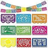 DomeStar Mexican Party Decoration, 18 Feet Plastic Papel Picado Fiesta Banner Cinco de Mayo Garland for Mexican Birthday Party Supplies