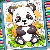 Adorable Panda Kawaii Animals Coloring Book For Kids Ages 4-8-12
