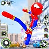 Open World Stickman Flying Rope Hero - Rescue Action Fight Adventure