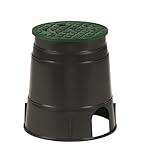 Rain Bird CPVB6RND Professional Series 6" Round Sprinkler Valve Box, Black with Green Lid, 9.5" High