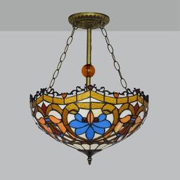 40CM Stained Glass Chandelier Pattern White European retro childrens living room chandelier bedroom kitchen fairy light can be customized 07
