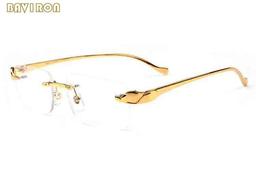 2020 Fashion Mens Sports Sunglasses For Women Gold Metal Frame Mens Buffalo Horn Glasses Spectacle Sunglasses Big Rimless Glasses Lunettes