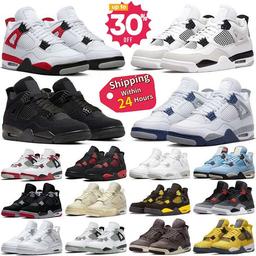 Men 4 Basketball Shoes 4s Designer Shoes with Box White Cement Navy Military Black Cat Brick By Brick University Blue Red Cement Thunder Pine White Oreo Women