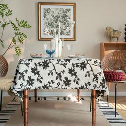 90154 Rose color woven jacquard wedding table cloth oil painting thick table cloth blue flowers