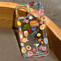 Transparent Fruit Juice wer Pattern Phone Case For iPhone 16 14 11 12 13 15 Pro Max 7 8 Plus X XS XR Shock-Absorbing Cover