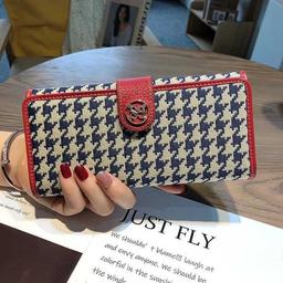2024 New Genuine Leather Women Wallets Houndstooth Embroidery Long Wallet Excellent Cowhide Billfold For Cell Phone Clutch Bags W251114