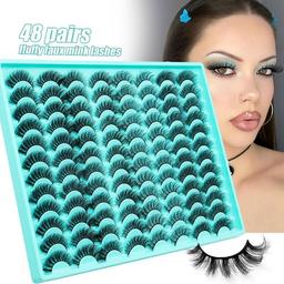 Thick Fluffy Fake Eyelashes Extensions Wispy Curled Crisscross Multi-layer 3D Faux Mink Lashes Full Strip Handmade Reusable Eyelash Extensions Natural Look