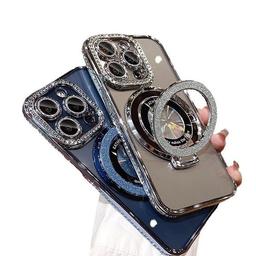 Chic Decorative Phone Mount: Sturdy Metal Base + Dazzling Stones - For