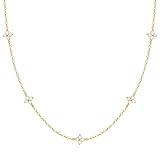 FUNEIA Dainty Silver Gold Necklaces for Women Trendy Non Tarnish 14K Gold Plated Cubic Zirconia Necklace Layered Cute Butterfly Heart Station Choker Necklace Stack for Wedding Prom Brides Jewelry