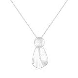 YUJIE Matte Silver Hammered Geometric Necklace - Plated Round & Teardrop Pendant Adjustable Chain Minimalist Elegant Jewelry