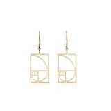 18K Gold Plated Mathematics Science Drop Earrings Geometic Fibonacci Sequence Dangle Earrings Teacher Gift (Rose Gold)