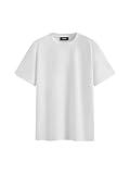 CIDER Oversized T-Shirt for Women Casual Crew Neck Tee Short Sleeve Basic Top 100% Cotton Knit Fabric White