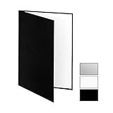 Meking 12" x 8" Light Reflector, 3 in 1 Photography Reflector Cardboard, Folding Light Diffuser Board for Food and Product Photography Lighting- Black, Silver and White