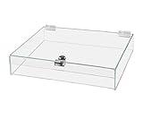 Acrylic Locking Display Case with Keys 14" x 14" x 4" Clear Square Countertop Lucite Tray with Lid for Artifacts Antiques Collectibles Jewelry Currency and Coins by Marketing Holders