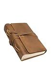 MAD MUNKEE Leather Journal 7" x5”contain 240 pages – Light Brown Scratch Notebook for Men & Women, Handcrafted Daily Diary & Traveler Scrapbook