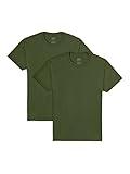 Fruit of the Loom Men's Eversoft Cotton T-Shirts (S-4XL), Crew-2 Pack-Military Green, 4X-Large