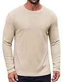 COOFANDY Mens Thermal Shirts Long Sleeve Crew Neck Tee Shirts Casual Business Pullover Stretch Base Layer Khaki