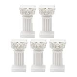 Saihisday 5Pcs Mini Roman Pillar Greek Columns, Christmas Decorations, Greek Statues Decor, Resin Artistic Ornament for Wedding Table,1.18" L x 1.18" W x 2.56" H (White)