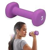 Gaiam Dumbbell Hand Weight (Sold in Singles) - Neoprene Coated Exercise & Fitness Dumbbell for Home Gym Workouts and Strength Training - Free Weights for Women and Men (3lb, Purple)