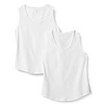 Amazon Essentials Women's Regular-Fit 100% Cotton Sleeveless Tank Top, Pack of 2, White, Small